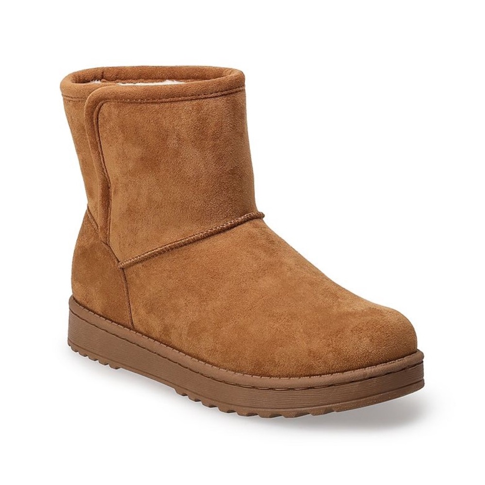 SO Women’s Boots Quilted Chestnut Brown Suede Soft Cozy Plush Sherpa  Lined 8M